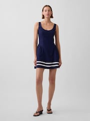Gap Blue Linen-Blend Drop-Waist Mini Dress - Image 1 of 4
