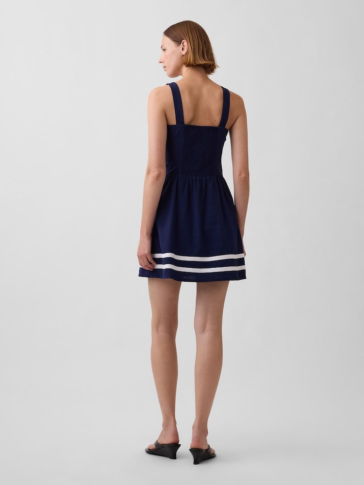 Gap Blue Linen-Blend Drop-Waist Mini Dress - Image 2 of 4