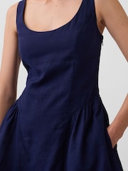 Gap Blue Linen-Blend Drop-Waist Mini Dress - Image 4 of 4