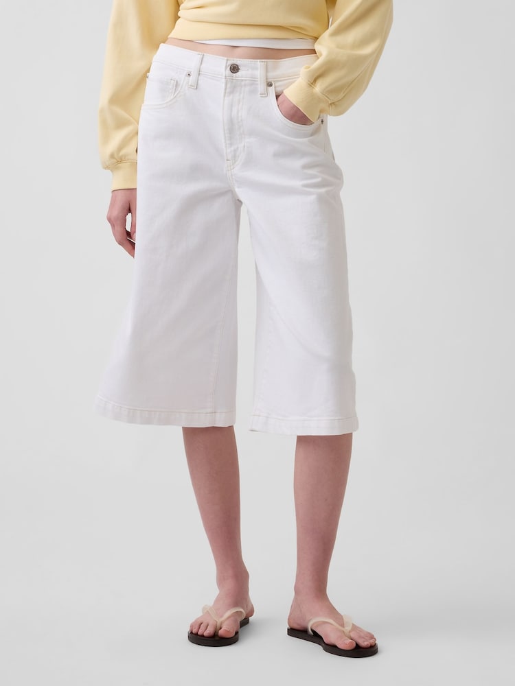 Gap White High Waisted Culotte Jeans - Image 1 of 4