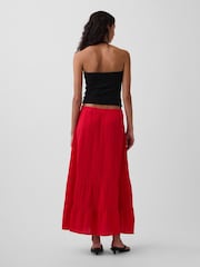 Gap Red Cotton Gauze Tiered Easy Maxi Skirt - Image 2 of 4