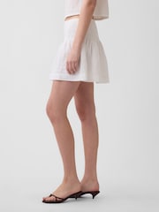 Gap White Gauze Denim Smocked Waist Mini Skort - Image 3 of 5