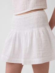 Gap White Gauze Denim Smocked Waist Mini Skort - Image 4 of 5