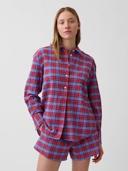 Gap Red Check Seersucker Check Oversized Shirt - Image 1 of 4