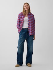 Gap Red Check Seersucker Check Oversized Shirt - Image 3 of 4