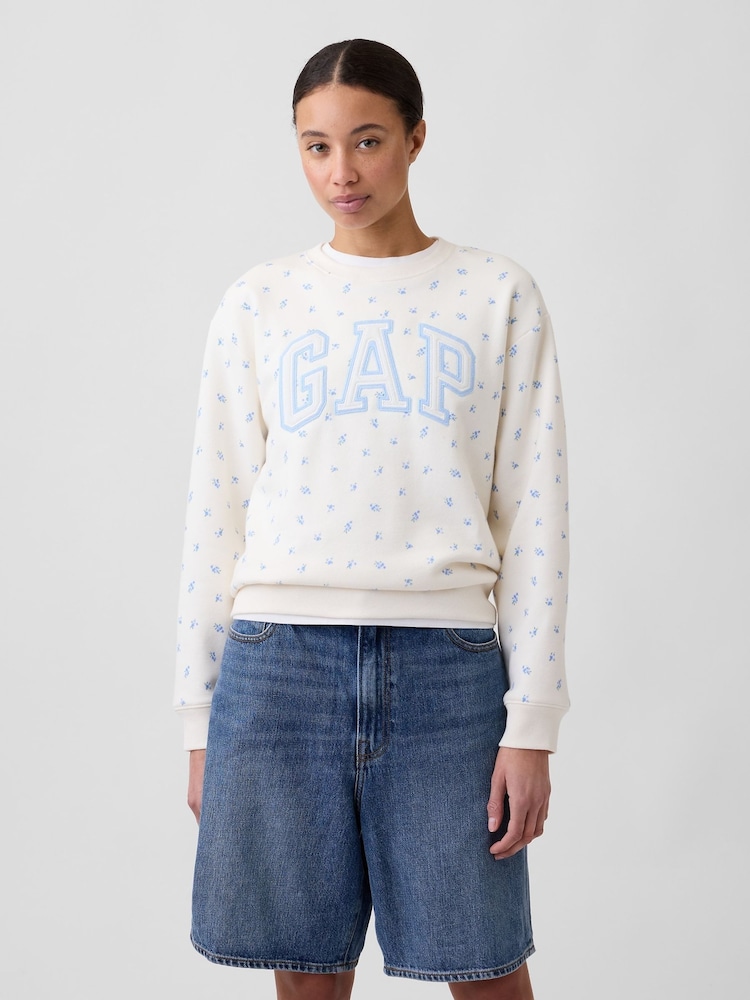 Gap White/Blue Floral Logo Sweatshirt - Image 1 of 5