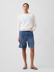 Gap White/Blue Floral Logo Sweatshirt - Image 3 of 5