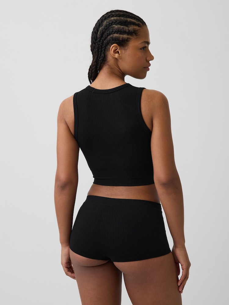 Gap Black Seamless Rib Crop Tank Vest - Image 2 of 4 Gap Black Seamless Rib Crop Tank Vest - Image 2 of 4