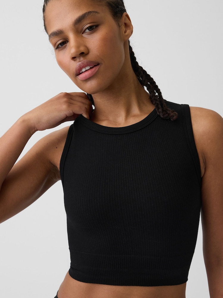 Gap Black Seamless Rib Crop Tank Vest - Image 4 of 4 Gap Black Seamless Rib Crop Tank Vest - Image 4 of 4