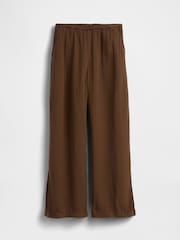 Gap Brown Cotton Gauze Easy Split-Hem Trousers - Image 1 of 1