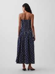 Gap Navy Polka Dot Poplin Drop-Waist Maxi Dress - Image 2 of 4