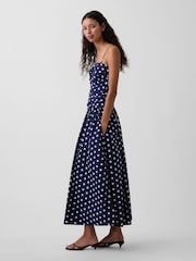 Gap Navy Polka Dot Poplin Drop-Waist Maxi Dress - Image 3 of 4