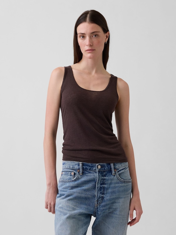 Gap Brown Linen-Blend Vest - Image 1 of 3 Gap Brown Linen-Blend Vest - Image 1 of 3