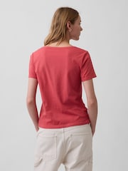 Rød - Gap VintageSoft Kortærmet T-shirt med V-hals - Billede 2 af 4
