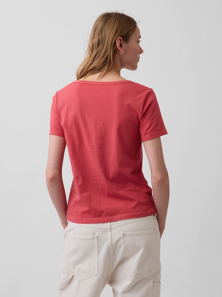 Rød - Gap VintageSoft Kortærmet T-shirt med V-hals - Billede 2 af 4