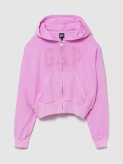 Rosa - Gap French Terry Oversized Logo Zip Hoodie - Bild 1 von 3