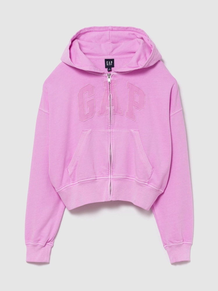 Rosa - Gap French Terry Oversized Logo Zip Hoodie - Bild 1 von 3