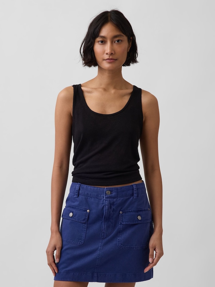Gap Black Linen-Blend Vest - Image 1 of 4 Gap Black Linen-Blend Vest - Image 1 of 4