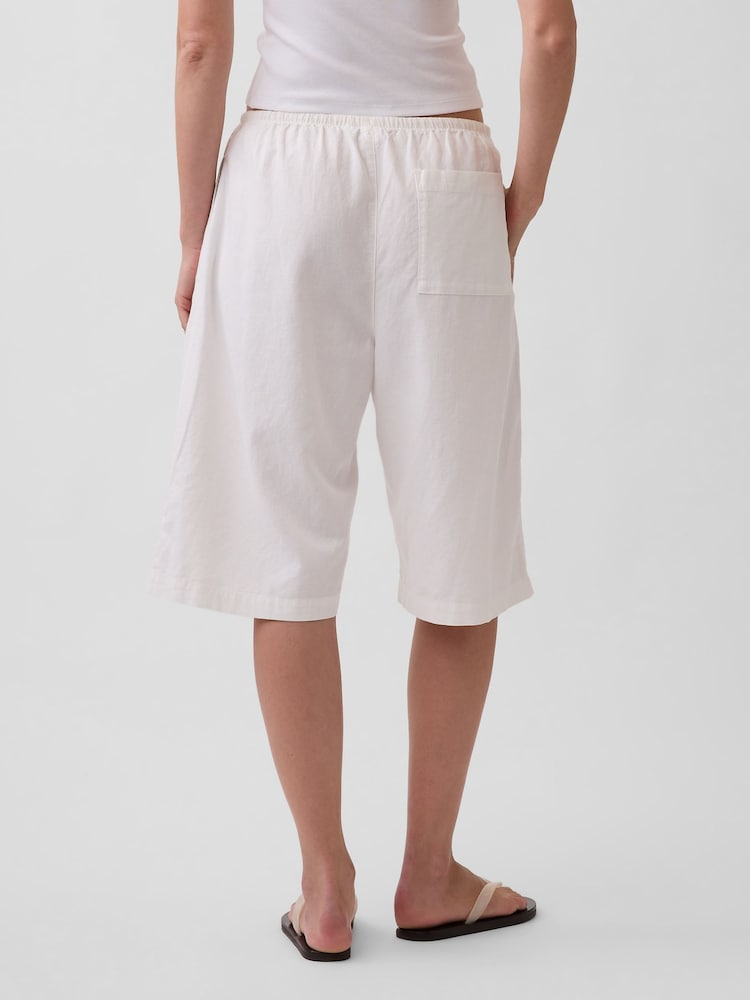 Gap White Linen-Blend Relaxed Easy Crop Culotte Trousers - Image 2 of 4 Gap White Linen-Blend Relaxed Easy Crop Culotte Trousers - Image 2 of 4