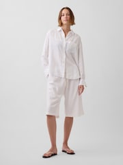 Gap White Linen-Blend Relaxed Easy Crop Culotte Trousers - Image 4 of 4