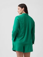 Gap Green 4 inch Pull On Linen-Blend Shorts - Image 2 of 6