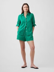 Gap Green 4 inch Pull On Linen-Blend Shorts - Image 5 of 6