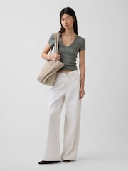 Gap Khaki Green Modern V-Neck Short Sleeve T-Shirt - Image 3 of 3