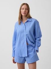 Gap Blue Check Seersucker Check Oversized Shirt - Image 1 of 3