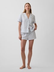 Gap Blue stripe Poplin Pyjama Boxer Shorts - Image 1 of 3