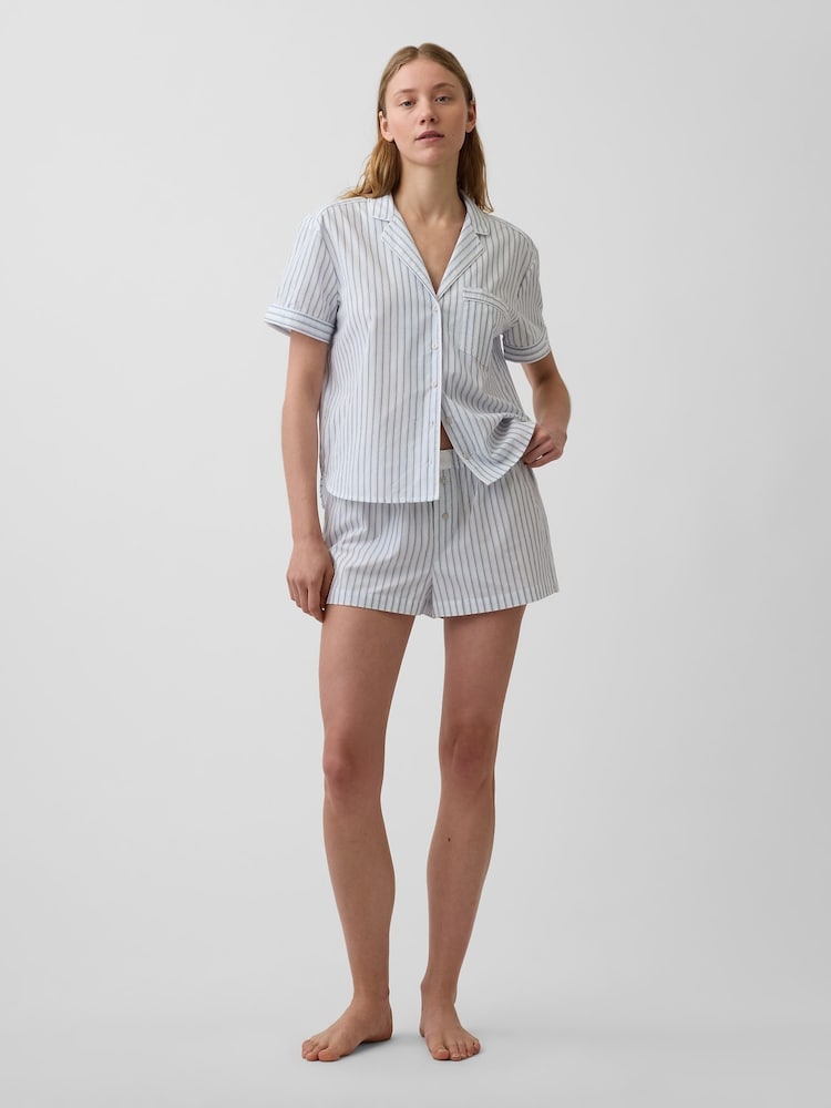 Gap Blue stripe Poplin Pyjama Boxer Shorts - Image 1 of 3