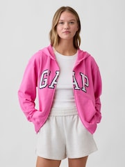 Gap Bright Pink Relaxed Gap Logo Zip-up Hoodie - Image 1 of 4