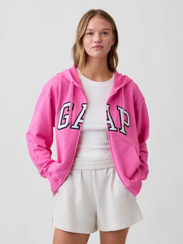 Gap Bright Pink Relaxed Gap Logo Zip-up Hoodie - Image 1 of 4