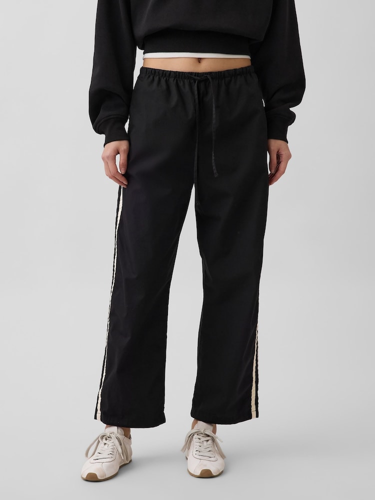 Gap Black Cotton Poplin Relaxed Easy Stripe Trousers - Image 1 of 4 Gap Black Cotton Poplin Relaxed Easy Stripe Trousers - Image 1 of 4