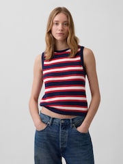 Gap Navy/White/Red Knitted Vest - Image 1 of 4