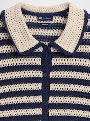 Gap Navy stripe Crochet Relaxed Knitted Short Sleeve Shirt - Image 4 of 4