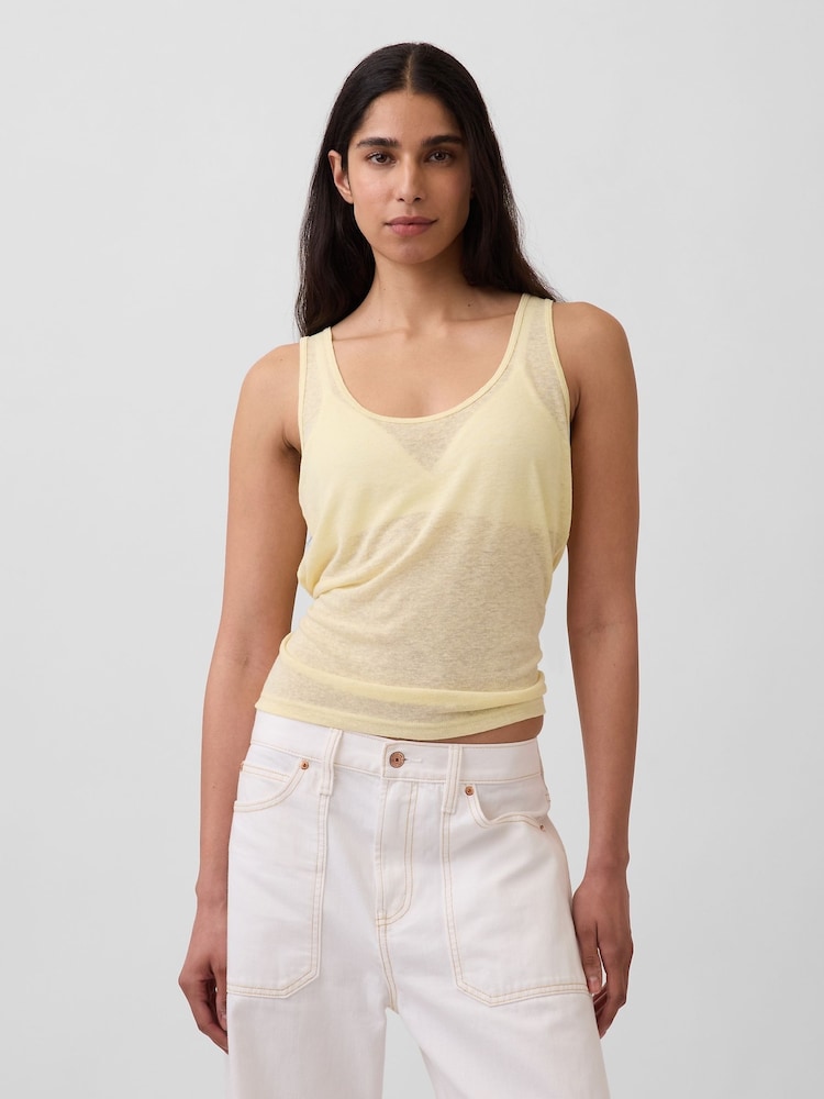 Gap Yellow Linen-Blend Vest - Image 1 of 4 Gap Yellow Linen-Blend Vest - Image 1 of 4
