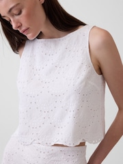 Gap White Eyelet Crop Shell Vest - Image 1 of 4