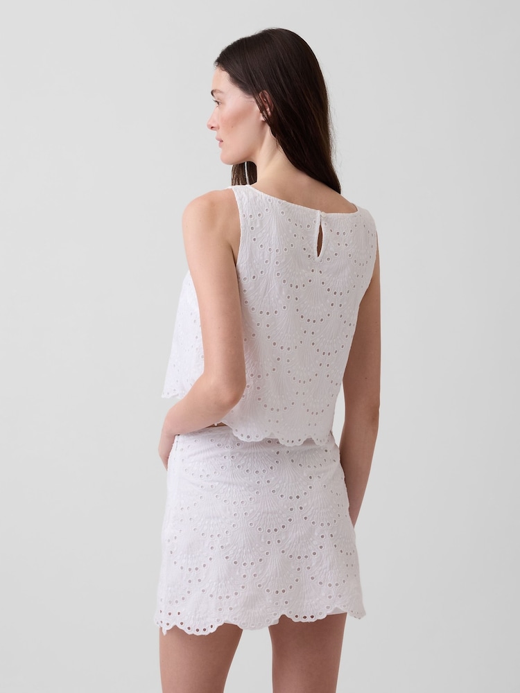 Gap White Eyelet Crop Shell Vest - Image 2 of 4