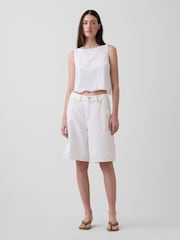 Gap White Eyelet Crop Shell Vest - Image 3 of 4