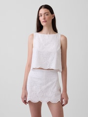 Gap White Eyelet Crop Shell Vest - Image 4 of 4