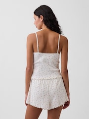 Gap White Floral Pointelle Lettuce-Hem Pyjamas Cami Top - Image 2 of 4