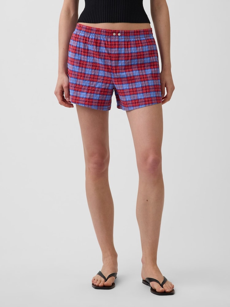 Gap Red/Blue Check 4" Seersucker Check Boxer Shorts - Image 1 of 4