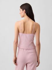Gap Pink Pointelle Lettuce-Hem Pyjamas Cami Top - Image 2 of 4