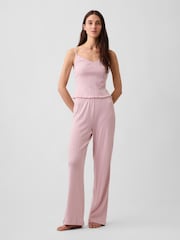 Gap Pink Pointelle Lettuce-Hem Pyjamas Cami Top - Image 3 of 4