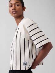 Gap x OuiGap Cream Stripe Heavyweight Boxy Short Sleeve T-Shirt - Image 3 of 5