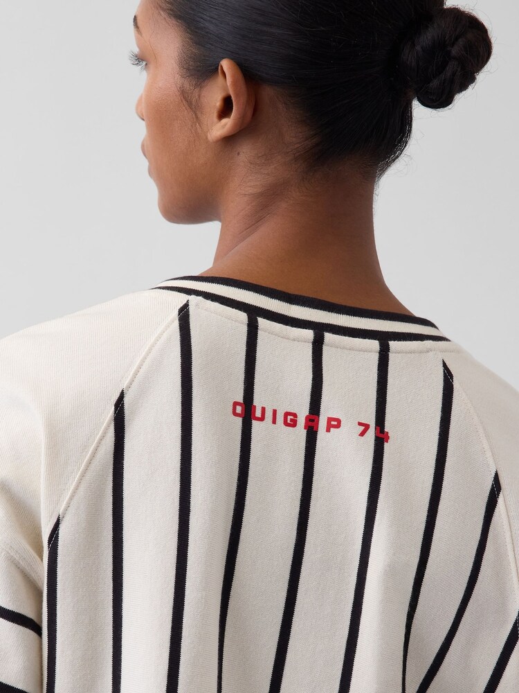 Gap x OuiGap Cream Stripe Heavyweight Boxy Short Sleeve T-Shirt - Image 5 of 5
