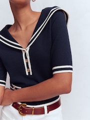 Boden Blue Sailor Collar Jumper - Image 4 of 7
