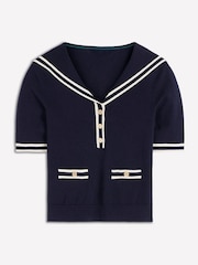 Boden Blue Sailor Collar Jumper - Image 6 of 7