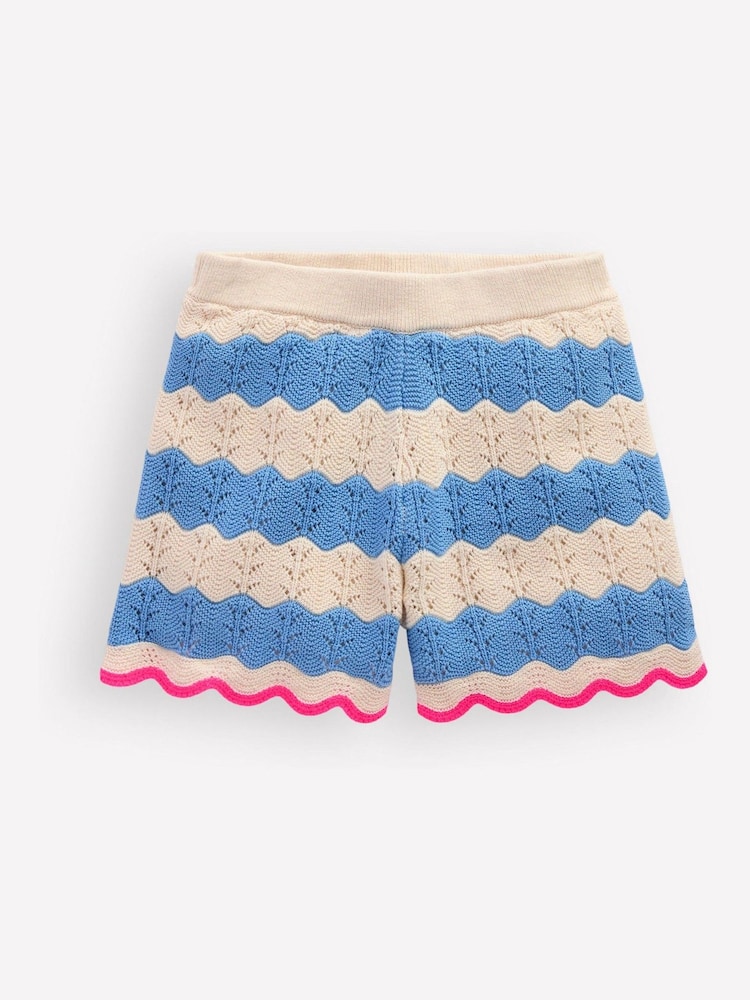 Boden Blue Pointelle Knitted Shorts - Image 2 of 4 Boden Blue Pointelle Knitted Shorts - Image 2 of 4