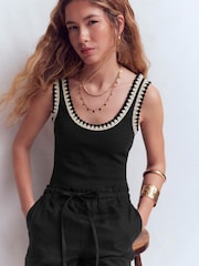 Boden Black Maddie Trim Detail Vest - Image 1 of 6